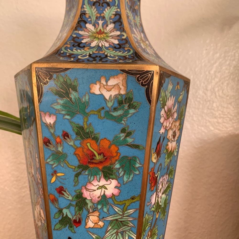 RARE Blue Cloisonné Vase - Picture 4 of 9